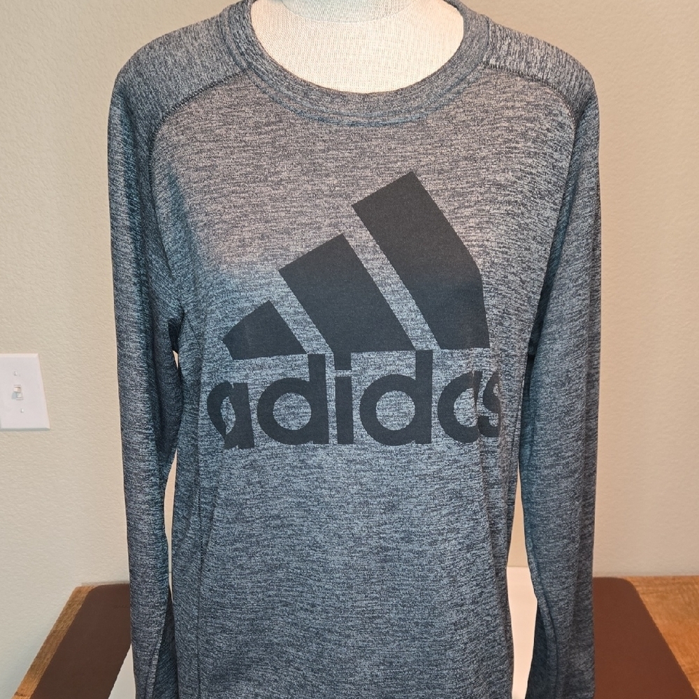 Adidas Climawarm‎ Heather Gray Logo Long Sleeve Tee